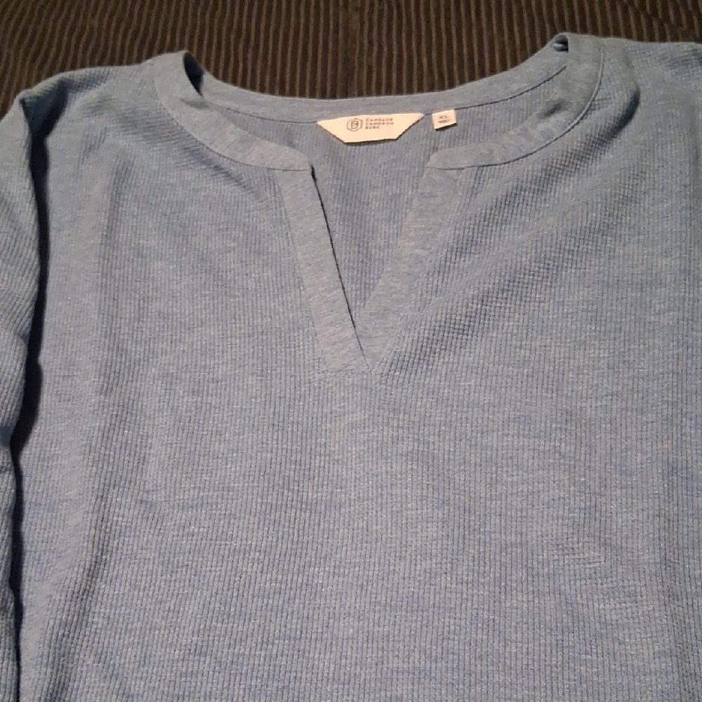 Light Blue Notch Neck Knit Top